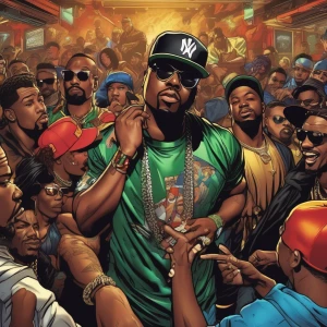 Three diverse rappers battling in a club