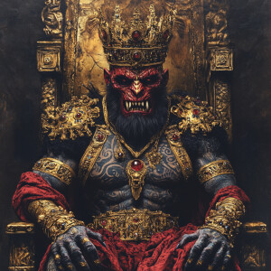 Alien king enters his throne in fury, then, Alien king is sittin...