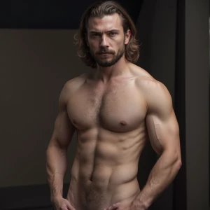 Describe amature man exconfidenc while displayinaikemusclarandha...