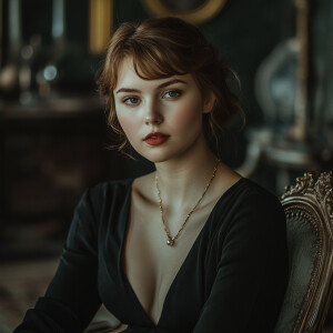 portrait of an actress | a famous actress sitting in a sophistic...