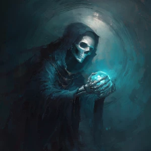 Create an image depicting an eerie, enchanted wormhole navigator...