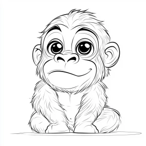 Create a coloring page design with thick lines, featuring a cute...