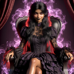 A woman named lilith wearing elegant gothic lolita dress  sittin...