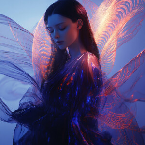 Portrait of a transcendent sorceress standing at the nexus of al...