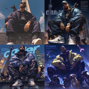 "The rapper Drake realistic face wearing Nike outfit in realist...
