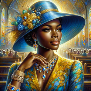 A spiritually enriching illustration portrays an African America...