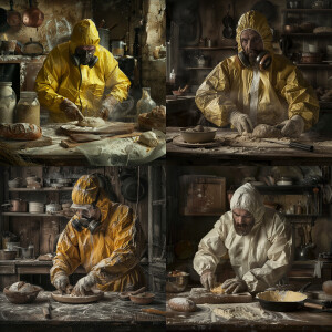 Walter White from Breaking Bad baking bread
