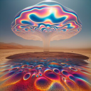 images of mirage or localized psychedelic light refractions in t...