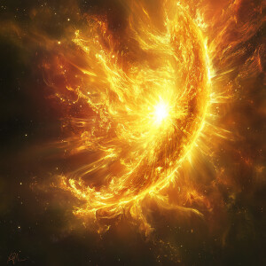 A brilliantly shining solar flare, its radiance almost blinding...