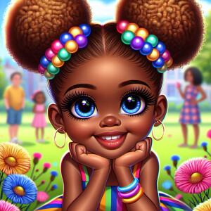 A cartoon-style digital illustration of a young African-American...