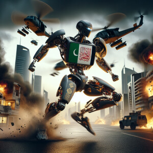 United Arab Emirates as a transformer character, national emblem...