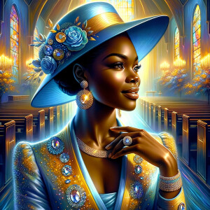 A spiritually enriching illustration portrays an African America...