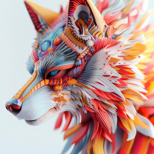 Create a 3D rendering that features an array of a vibrantly-colo...