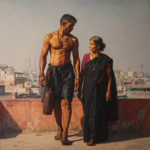 Photo hyperrealism,sharp painting.a muscular sweaty employer cri...