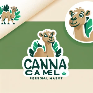 Text saying Canna Camel. Earthy green and beige colours