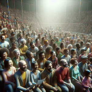 People are sitting in the circus waiting for the performance