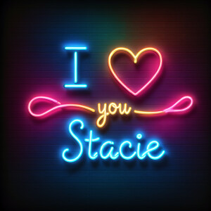 Design a vibrant neon sign that reads 'I love you Stacie' to cre...