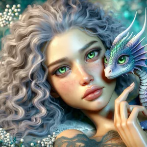 A ultra-realistic portrait of a silver hair woman with curly hai...