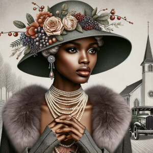 Create an image of an elegant African-American woman with a pois...