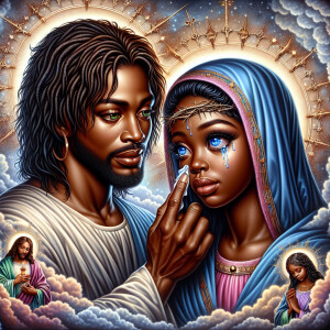 Ensure that the image distinctly represents both Jesus Christ an...