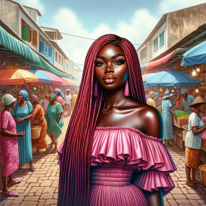 Airbrush style, Market Place landscape. a digital artwork of a c...