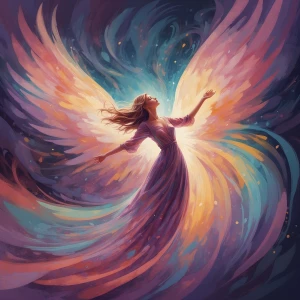 In a mesmerizing gouache painting, a swirl of mauve-tinted hues...