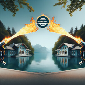 Generate a video showing identical gasoline nozzles with flames...