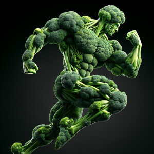 Create an image of a figure the rock composed entirely of green...