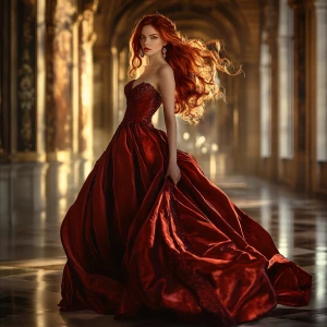 A breathtakingly beautiful young woman with flowing, cascading d...