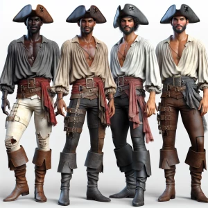Handsome pirates, full body image, detailed character
