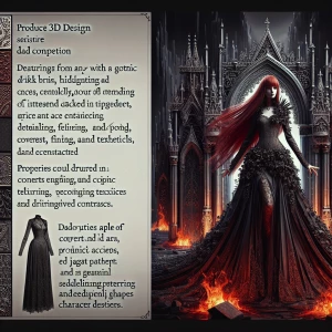 A woman with fiery red hair standing amidst the infernal landsca...