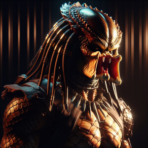 Evil chucky in the style of Yautja's (Hunter Predator),ultra-det...