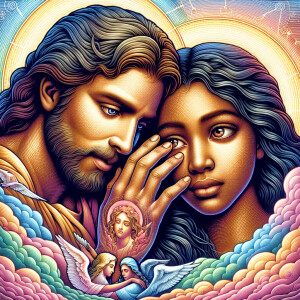 Ensure that the image distinctly represents both Jesus Christ an...
