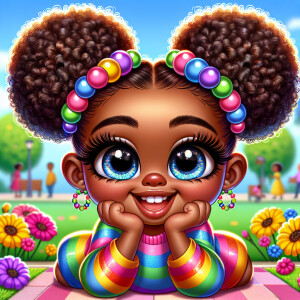 A cartoon-style digital illustration of a young African-American...