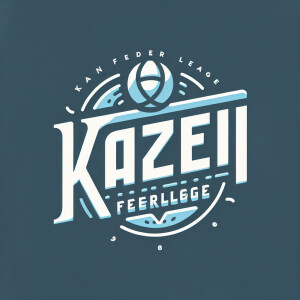 Логотип с текстом "KAZAN FEEDER LEAGUE” в бело-голубых тонах и м...