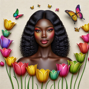 3D face of a light skin african-American beautiful woman with br...