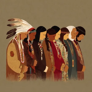 Christians, Muslims, Jews, and Native Americans praying together...
