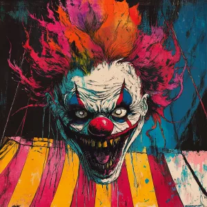 Psychedelic surrealist horror illustration, a vivid and unsettli...