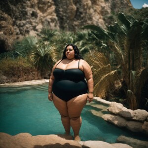 A 245lb fat girl in a black bikini