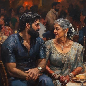 Realism art,a muscular beefy sweaty man sitting on stage with hi...