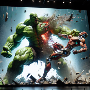 Hulk  tearing a cyborg in half,8K resolution HDR, ultra-detailed...