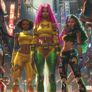 A stunning image of a powerful and diverse superhero trio, Asha,...