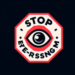 Design a stop sign with an eye and the words 'Stop eye-rassing m...