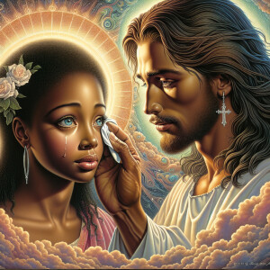 Ensure that the image distinctly represents both Jesus Christ an...