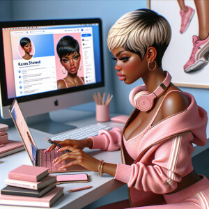 A beautiful light skin African American woman with with a pink j...