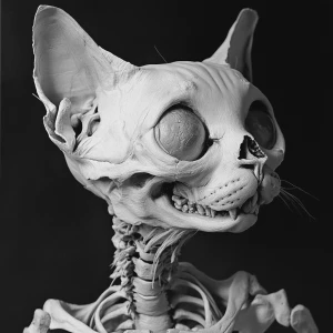 Hyperrealistic, zephyr, skeleton cat