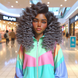Generate an 3-D realistic image featuring a light skin African-A...