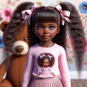 Refine the 3D realistic image of a four-year-old African-America...