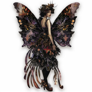 Mystical Nightshade Fairy: A fairy with wings patterned like nig...