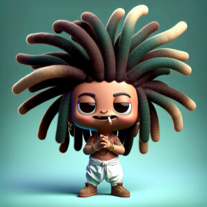 A cartoon sidekick character with exaggerated features like a ti...